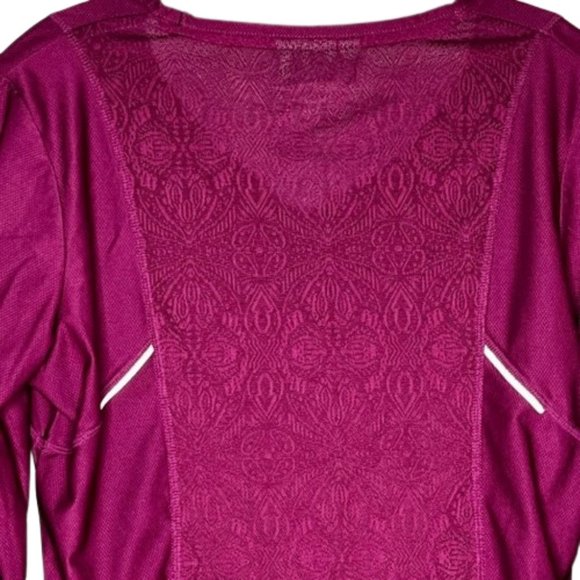 Athleta Wick It Good Lace Back Reflective LS Tee - Raspberry - L - Picture 6 of 11